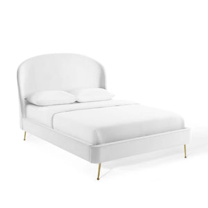 ModwayModway Mira Upholstered Performance Velvet Queen Platform Bed MOD-6131 MOD-6131-WHI- BetterPatio.com