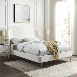 ModwayModway Mira Upholstered Performance Velvet Queen Platform Bed MOD-6131 MOD-6131-WHI- BetterPatio.com