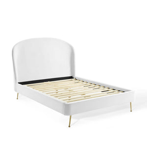 ModwayModway Mira Upholstered Performance Velvet Queen Platform Bed MOD-6131 MOD-6131-WHI- BetterPatio.com