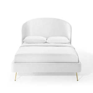 ModwayModway Mira Upholstered Performance Velvet Queen Platform Bed MOD-6131 MOD-6131-WHI- BetterPatio.com