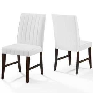 ModwayModway Motivate Channel Tufted Upholstered Faux Leather Dining Chair Set of 2 EEI-3334 EEI-3334-WHI- BetterPatio.com