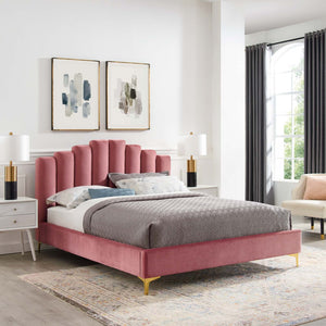 ModwayModway Olivia Queen Performance Velvet Platform Bed MOD-6280 MOD-6280-DUS- BetterPatio.com