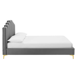 ModwayModway Olivia Queen Performance Velvet Platform Bed MOD-6280 MOD-6280-GRY- BetterPatio.com