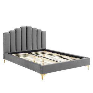 ModwayModway Olivia Queen Performance Velvet Platform Bed MOD-6280 MOD-6280-GRY- BetterPatio.com