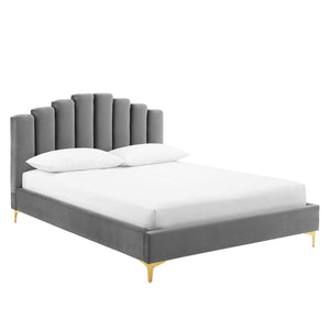 ModwayModway Olivia Queen Performance Velvet Platform Bed MOD-6280 MOD-6280-GRY- BetterPatio.com