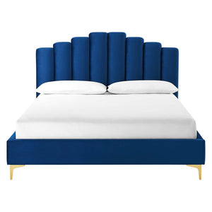 ModwayModway Olivia Queen Performance Velvet Platform Bed MOD-6280 MOD-6280-NAV- BetterPatio.com