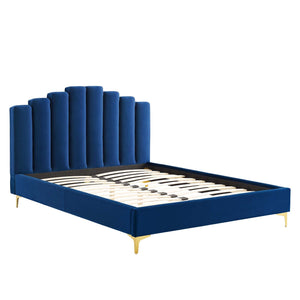 ModwayModway Olivia Queen Performance Velvet Platform Bed MOD-6280 MOD-6280-NAV- BetterPatio.com