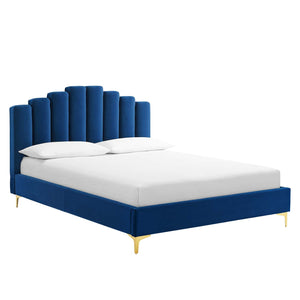 ModwayModway Olivia Queen Performance Velvet Platform Bed MOD-6280 MOD-6280-NAV- BetterPatio.com