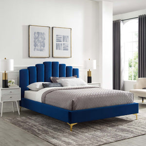 ModwayModway Olivia Queen Performance Velvet Platform Bed MOD-6280 MOD-6280-NAV- BetterPatio.com