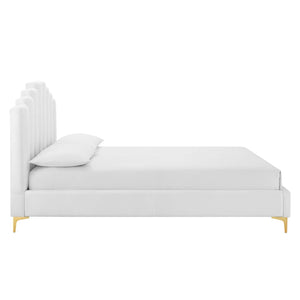 ModwayModway Olivia Queen Performance Velvet Platform Bed MOD-6280 MOD-6280-WHI- BetterPatio.com