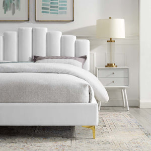 ModwayModway Olivia Queen Performance Velvet Platform Bed MOD-6280 MOD-6280-WHI- BetterPatio.com