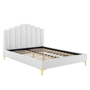 ModwayModway Olivia Queen Performance Velvet Platform Bed MOD-6280 MOD-6280-WHI- BetterPatio.com