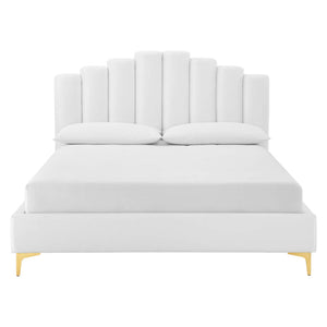 ModwayModway Olivia Queen Performance Velvet Platform Bed MOD-6280 MOD-6280-WHI- BetterPatio.com