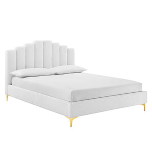 ModwayModway Olivia Queen Performance Velvet Platform Bed MOD-6280 MOD-6280-WHI- BetterPatio.com