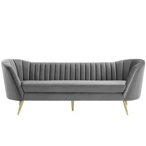 ModwayModway Opportunity Vertical Channel Tufted Curved Performance Velvet Sofa EEI-3453 EEI-3453-GRY- BetterPatio.com