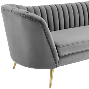 ModwayModway Opportunity Vertical Channel Tufted Curved Performance Velvet Sofa EEI-3453 EEI-3453-GRY- BetterPatio.com