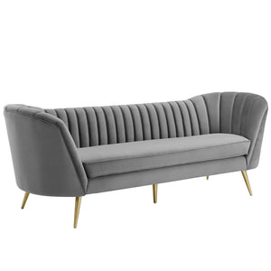 ModwayModway Opportunity Vertical Channel Tufted Curved Performance Velvet Sofa EEI-3453 EEI-3453-GRY- BetterPatio.com