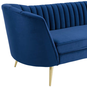 ModwayModway Opportunity Vertical Channel Tufted Curved Performance Velvet Sofa EEI-3453 EEI-3453-NAV- BetterPatio.com