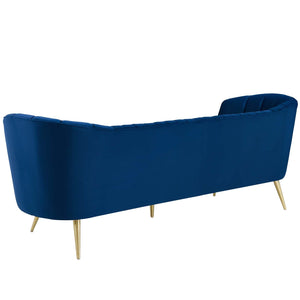 ModwayModway Opportunity Vertical Channel Tufted Curved Performance Velvet Sofa EEI-3453 EEI-3453-NAV- BetterPatio.com