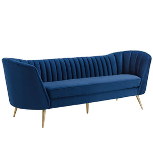 ModwayModway Opportunity Vertical Channel Tufted Curved Performance Velvet Sofa EEI-3453 EEI-3453-NAV- BetterPatio.com