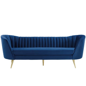 ModwayModway Opportunity Vertical Channel Tufted Curved Performance Velvet Sofa EEI-3453 EEI-3453-NAV- BetterPatio.com