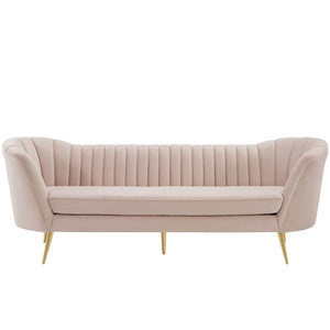 ModwayModway Opportunity Vertical Channel Tufted Curved Performance Velvet Sofa EEI-3453 EEI-3453-PNK- BetterPatio.com