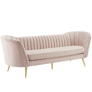 ModwayModway Opportunity Vertical Channel Tufted Curved Performance Velvet Sofa EEI-3453 EEI-3453-PNK- BetterPatio.com