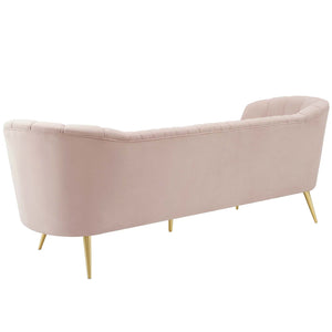 ModwayModway Opportunity Vertical Channel Tufted Curved Performance Velvet Sofa EEI-3453 EEI-3453-PNK- BetterPatio.com