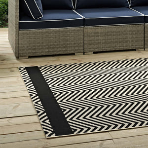 ModwayModway Optica Chevron With End Borders 5x8 Indoor and Outdoor Area Rug R-1141-58 R-1141C-58- BetterPatio.com