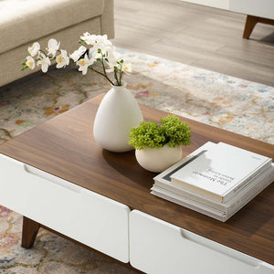 ModwayModway Origin 47" Coffee Table EEI-2995 EEI-2995-WAL-WHI- BetterPatio.com