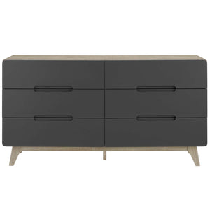 ModwayModway Origin Six-Drawer Wood Dresser or Display Stand MOD-6076 MOD-6076-NAT-GRY- BetterPatio.com