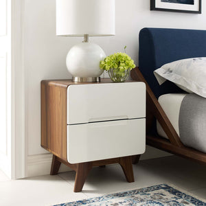 ModwayModway Origin Wood Nightstand or End Table MOD-6073 MOD-6073-WAL-WHI- BetterPatio.com