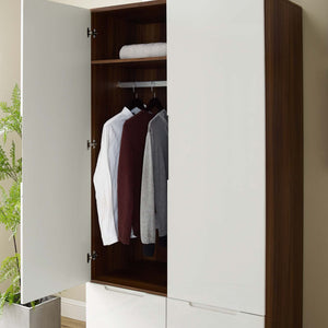 ModwayModway Origin Wood Wardrobe Cabinet MOD-6077 MOD-6077-WAL-WHI- BetterPatio.com