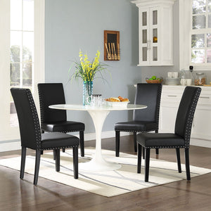 ModwayModway Parcel Dining Faux Leather Side Chair EEI-1491 EEI-1491-BLK- BetterPatio.com