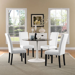 ModwayModway Parcel Dining Faux Leather Side Chair EEI-1491 EEI-1491-WHI- BetterPatio.com