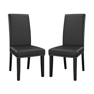 ModwayModway Parcel Dining Side Chair Vinyl Set of 2 EEI-3553 EEI-3553-BLK- BetterPatio.com