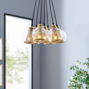 ModwayModway Peak Brass Cone and Glass Globe Cluster Pendant Chandelier EEI-3083 EEI-3083- BetterPatio.com