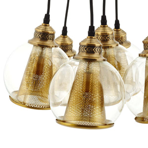 ModwayModway Peak Brass Cone and Glass Globe Cluster Pendant Chandelier EEI-3083 EEI-3083- BetterPatio.com