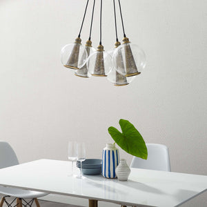 ModwayModway Peak Brass Cone And Glass Globe Cluster Pendant Light Chandelier EEI-3276 EEI-3276- BetterPatio.com