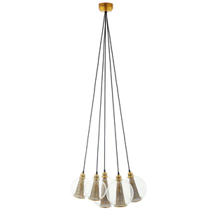 ModwayModway Peak Brass Cone And Glass Globe Cluster Pendant Light Chandelier EEI-3276 EEI-3276- BetterPatio.com