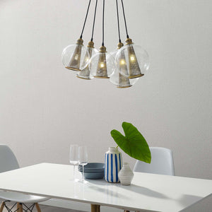 ModwayModway Peak Brass Cone And Glass Globe Cluster Pendant Light Chandelier EEI-3276 EEI-3276- BetterPatio.com