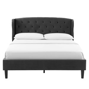 ModwayModway Penelope Tufted Wingback Queen Performance Velvet Platform Bed MOD-6180 MOD-6180-CHA- BetterPatio.com