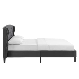 ModwayModway Penelope Tufted Wingback Queen Performance Velvet Platform Bed MOD-6180 MOD-6180-CHA- BetterPatio.com