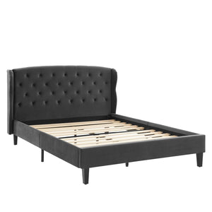 ModwayModway Penelope Tufted Wingback Queen Performance Velvet Platform Bed MOD-6180 MOD-6180-CHA- BetterPatio.com