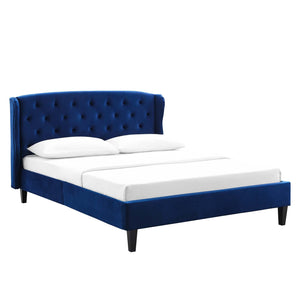 ModwayModway Penelope Tufted Wingback Queen Performance Velvet Platform Bed MOD-6180 MOD-6180-NAV- BetterPatio.com