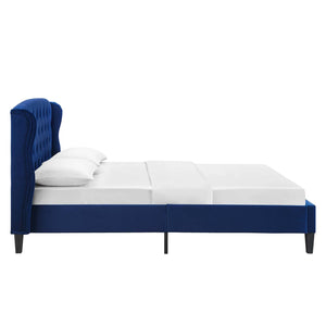 ModwayModway Penelope Tufted Wingback Queen Performance Velvet Platform Bed MOD-6180 MOD-6180-NAV- BetterPatio.com