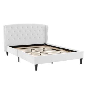 ModwayModway Penelope Tufted Wingback Queen Performance Velvet Platform Bed MOD-6180 MOD-6180-WHI- BetterPatio.com