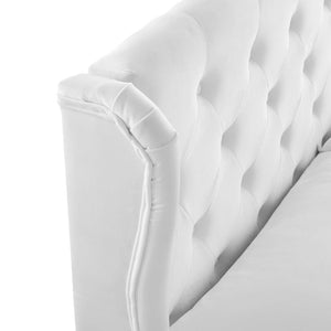 ModwayModway Penelope Tufted Wingback Queen Performance Velvet Platform Bed MOD-6180 MOD-6180-WHI- BetterPatio.com