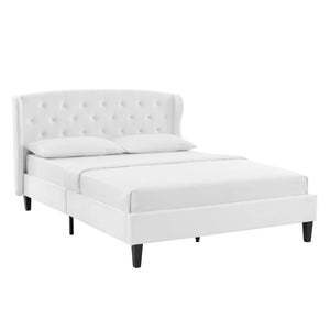 ModwayModway Penelope Tufted Wingback Queen Performance Velvet Platform Bed MOD-6180 MOD-6180-WHI- BetterPatio.com