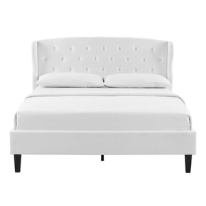 ModwayModway Penelope Tufted Wingback Queen Performance Velvet Platform Bed MOD-6180 MOD-6180-WHI- BetterPatio.com